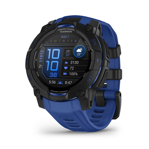 Garmin Instinct 3 45mm AMOLED GPS Smartwatch 45 mm Black with Bolt Blue/Black Band