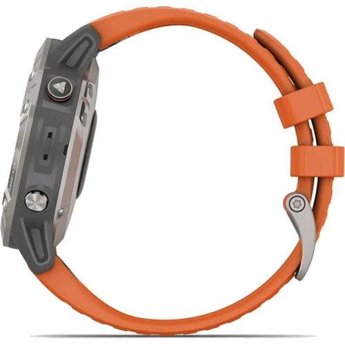 Garmin Fenix 6 Pro Multi-Sport Training GPS Watch Sapphire/Ti Gray W/Orange Band