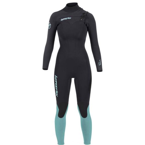 Hyperflex Vyrl 3/2mm Women's Chest Zip Full Wetsuit Black Teal 4 Open Box
