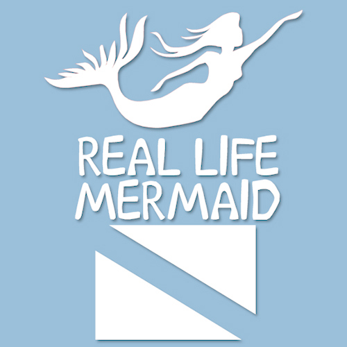 Real Life Mermaid Vinyl Decal White, 6.5 x 8" (16.5 x 20.3cm)