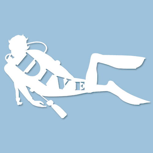 Diver Dive Text, Vinyl Decal, White