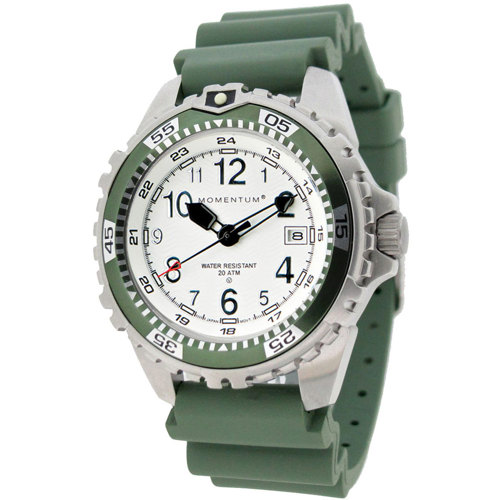 Momentum Women's M1 Twist Dive Watch, Khaki Green Rubber Band