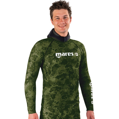 Mares Men's Top Rash Guard with Chest Pad - Scuba
