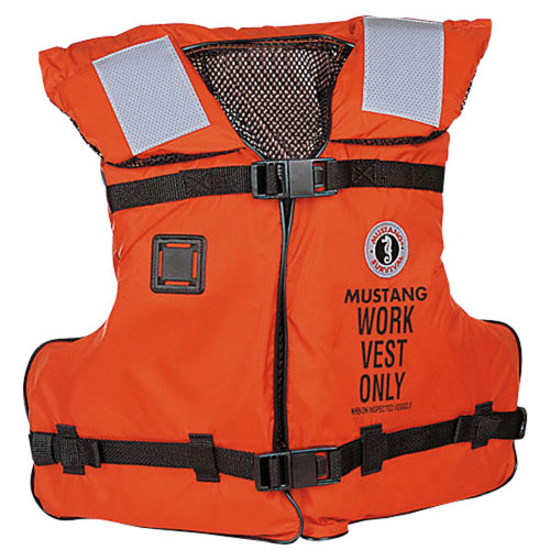 Mustang Survival Work Vest with SOLAS Reflect Tape, Orange