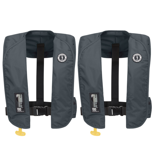 Mustang Survival MIT 100 Convertible A/M Inflatable PFD Life Jacket Admiral Gray 2-Pack