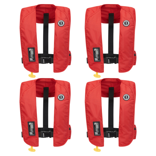 Mustang Survival MIT 100 Convertible A/M Inflatable PFD Life Jacket Red 4-Pack
