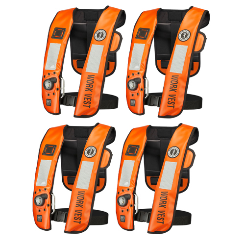 Mustang Survival HIT Inflatable Work Vest (Auto Hydrostatic), Orange 4-Pack