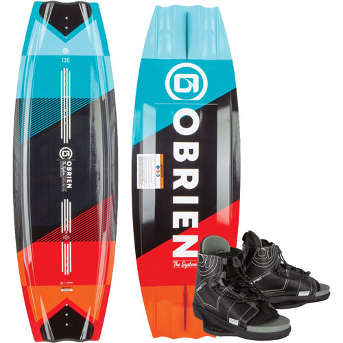 O'Brien System Wakeboard with Clutch Bindings, 2022 Model 135 cm Wakeboard w/boots (Size 7-11) Black/Red/Blue
