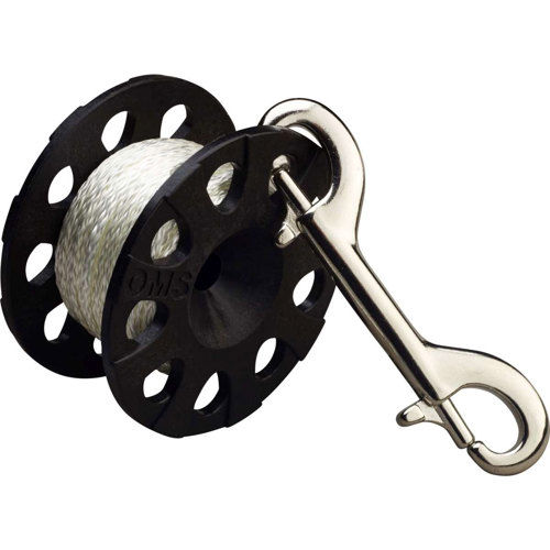 OMS Spool with Stainless Steel Double Ender Bolt Snap Clip 100'/30 m