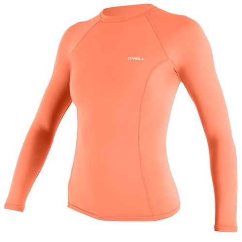 O'Neill Basic Skins 2 Women's Long Sleeve Rash Guard Light Grapefruit Small