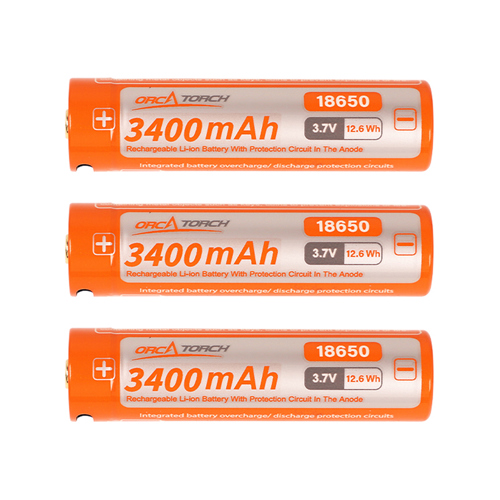 OrcaTorch 18650 USB Rechargeable Battery - 3400mAh