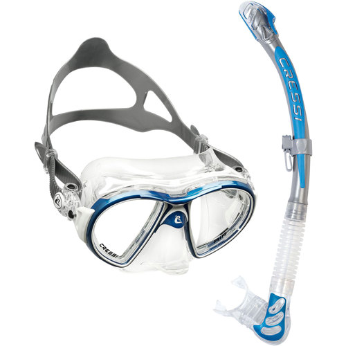 Cressi Air Crystal Mask, Clear with Beta Semi Dry Snorkel