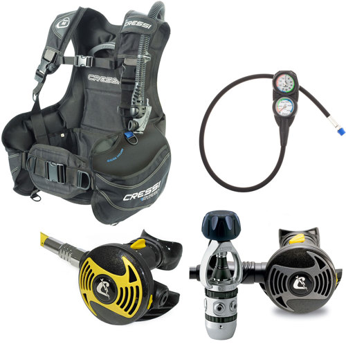 Cressi Start Equipment Dive Package, BCD XS2/AC2 Regulator, XS Octo, Mini 2 Gauge Console