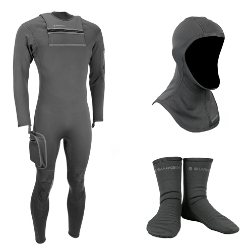 Sharkskin Titanium 2 Men's Chest Zip Full Suit with Hood and Socks Package