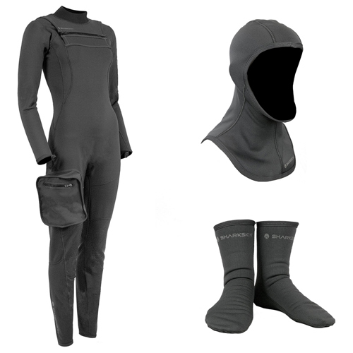 Sharkskin Titanium 2 Women's Chest Zip Full Suit with Hood and Socks Package