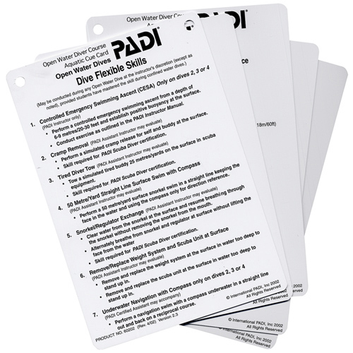 PADI Open Water Aquatic Cue Cards (Set of 5)