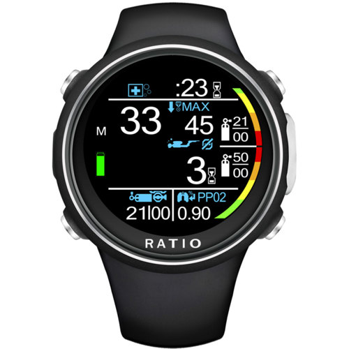 Ratio iDive Color Tech+ Dive Watch Computer, Black