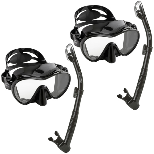 Rapido Active Frameless Mask and Snorkel Combo Black 2-Pack