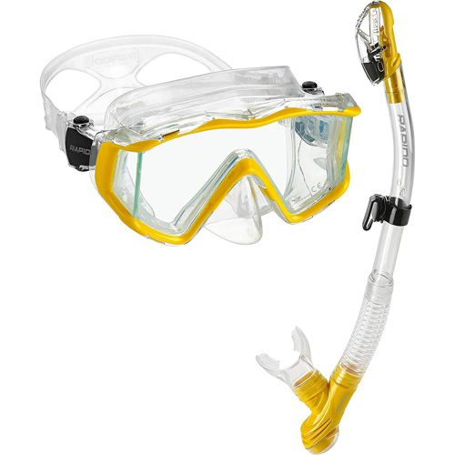 Rapido Clareza Three Lens Mask and Snorkel Combo Clear/Pastel Yellow