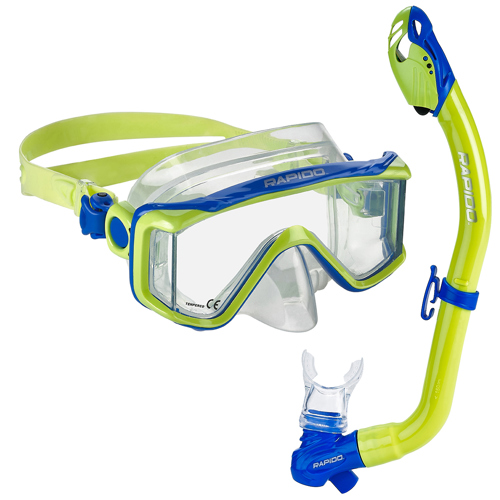 Rapido Clareza Junior Mask and Snorkel Combo Blue Lime