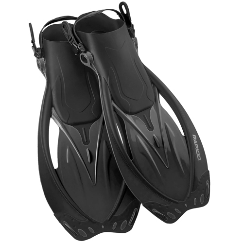 Rapido Marine Open Heel Adjustable Fins Medium-Large/X-Large Black