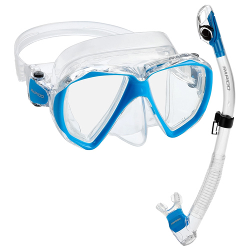 Rapido Otimo Two Lens Mask and Snorkel Combo Clear/Pastel Blue