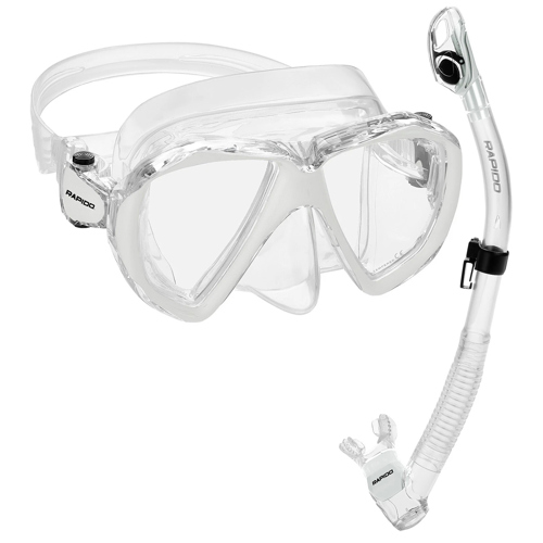 Rapido Otimo Two Lens Mask and Snorkel Combo Clear/Pastel White