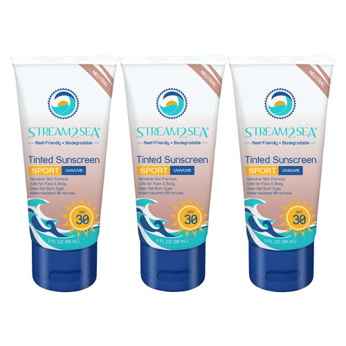 Stream2Sea Eco Tinted Sunscreen Sport SPF 30, 3 fl. oz. (90 ml)