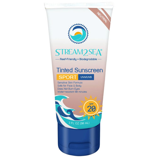 Stream2Sea Eco Tinted Sunscreen SPF 20 for Face and Body Sport, 3 fl. oz. (90 ml)