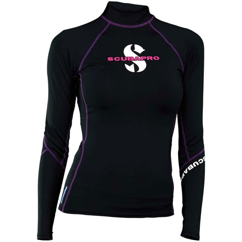 Scubapro UPF 80 T-Flex Long Sleeve Rash Guard for Women Small Black/Purple