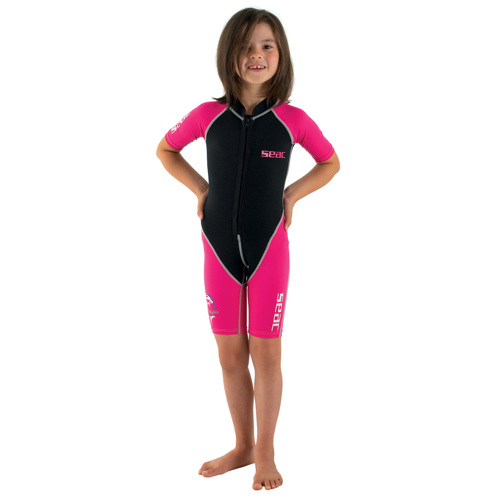 Seac 1.5mm Dolphin Girl's Front Zip Shorty Fuchsia/Black 5