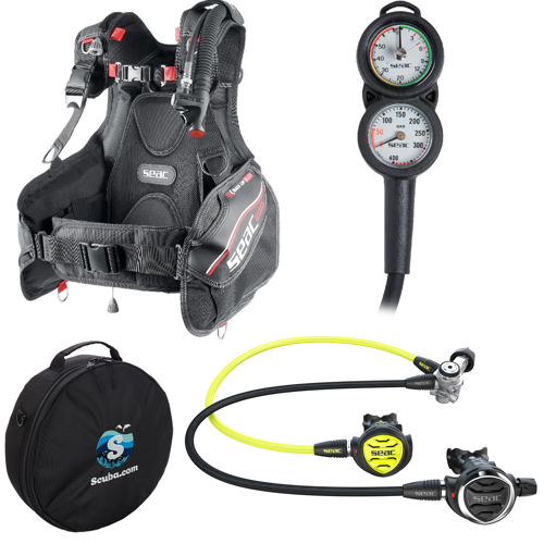 Seac Ego BCD with IT500 Regulator, Octopus, Console 2 Gauge & Bag Package