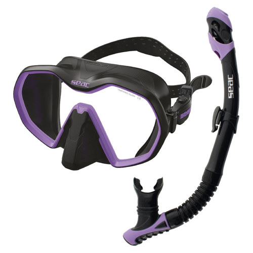 Seac Icona Frameless Dive Mask and Snorkel Set Black/Lilac