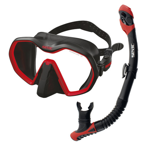 Seac Icona Frameless Dive Mask and Snorkel Set Black/Red