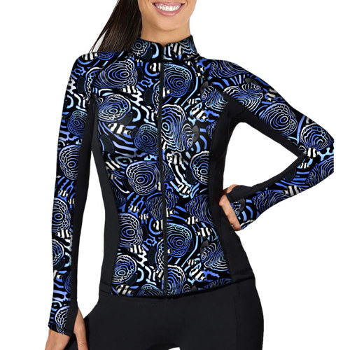 Spacefish Army Angelfish Hypnosis Women's Long Sleeve Rashguard X-Large