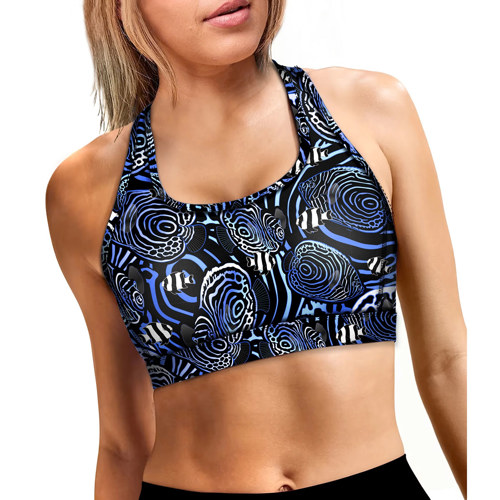 Spacefish Army Angelfish Hypnosis Women's Sports Bra Top Large