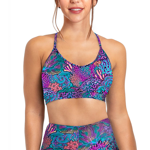 Spacefish Army Eco-Friendly Electric Blue Octofloral Bikini Sports Bra Hybrid for Women