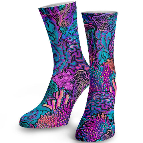 Spacefish Army Coral Kaleidoscope Socks