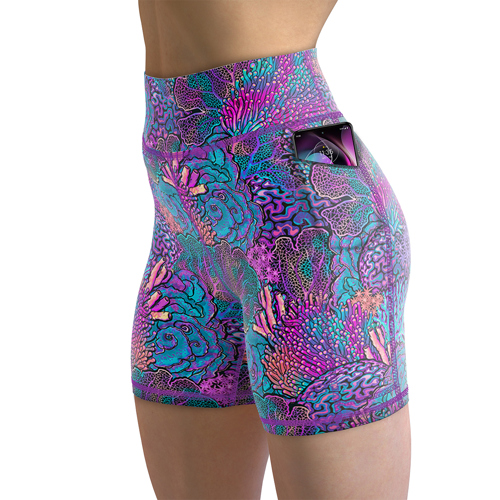 Spacefish Army Coral Kaleidoscope Shorts for Women - Scuba