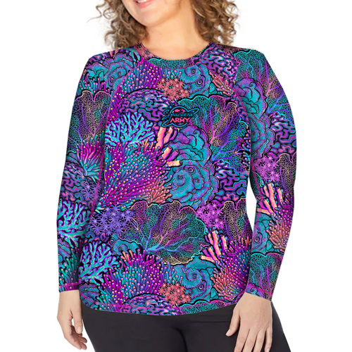 Spacefish Army Coral Kaleidoscope Women's Long Sleeve Rashguard