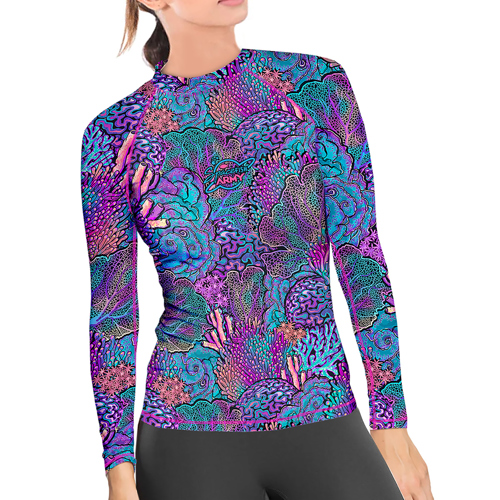 Spacefish Army Coral Kaleidoscope Women's Long Sleeve Rashguard