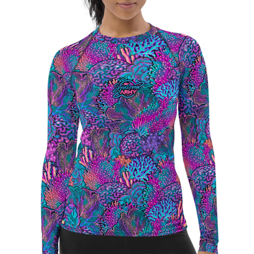 Spacefish Army Eco-Friendly Coral Kaleidoscope Rashguard for Women