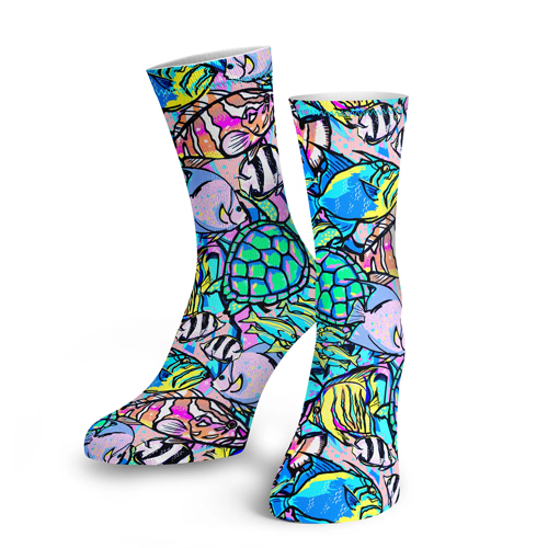 Spacefish Army Neon Fish Frenzy Socks