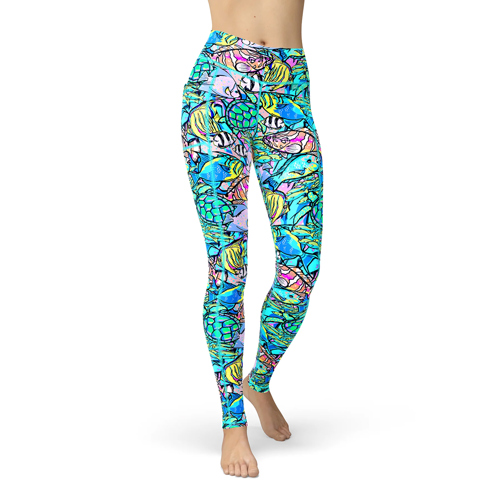 Spacefish Army Neon Fish Frenzy Women's Leggings