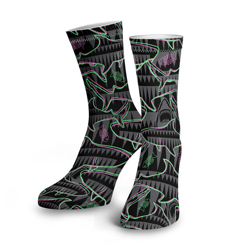 Spacefish Army Neon Jaws Socks