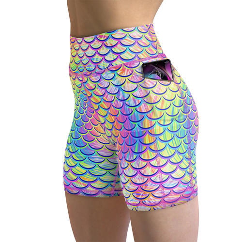 Spacefish Army Eco-Friendly Psychedelic Mermaid Shorts for Women