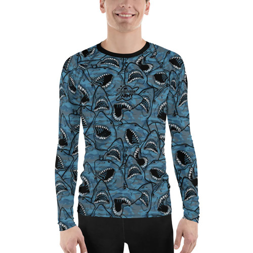Spacefish Army Shark Camo Men's Long Sleeve Rashguard