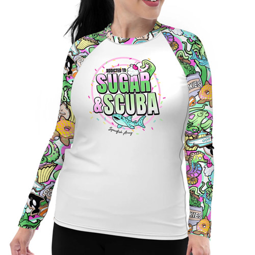 Spacefish Army Sugar & Scuba Candy Octopus Women's Long Sleeve Rashguard