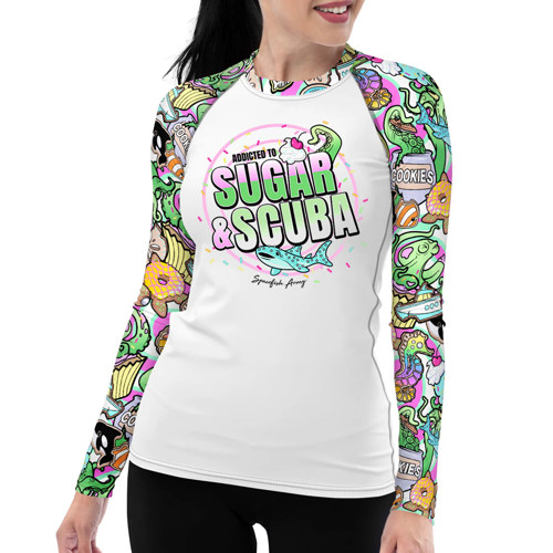 Spacefish Army Sugar & Scuba Candy Octopus Women's Long Sleeve Rashguard
