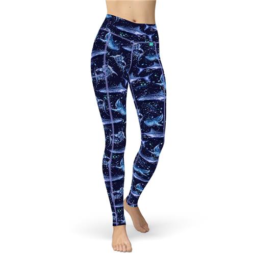 Spacefish Army Eco-Friendly Whale Shark Wonderland Contour Leggings for  Women